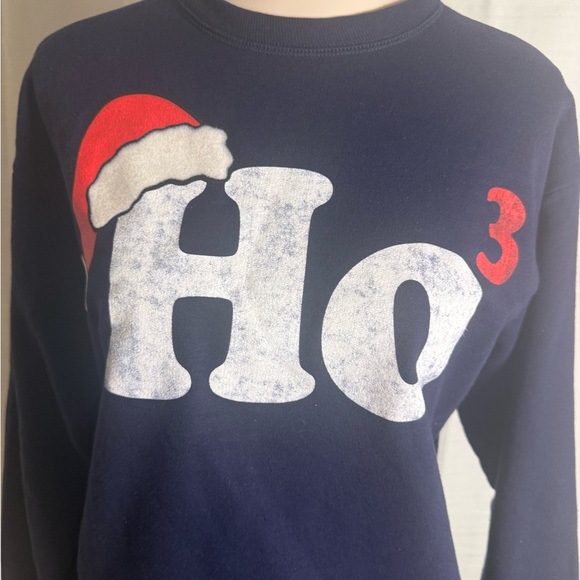 Hanes Navy Christmas Sweater with Santa Hat - Picture 2 of 8